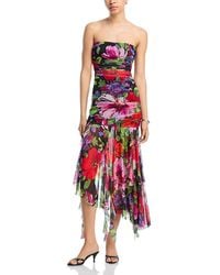 Aqua - Floral Mesh Midi Dress - Lyst