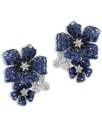 Bloomingdale's Fine Collection - Sapphire & Diamond Triple Flower Statement Earrings - Lyst