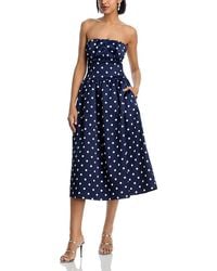 Self-Portrait - Polka Dot Satin Midi Dress - Lyst