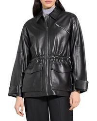 Theory - Cinched Zip Up Leather Jacket - Lyst