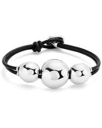 Uno De 50 - Sterling-Plated Leather Strap With Three Large Central Balls - Lyst