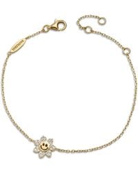 BaubleBar Felice Cubic Zirconia Smiling Daisy Link Bracelet In 18k Gold Plated Sterling Silver - Metallic