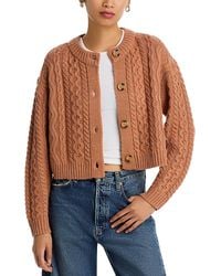 Aqua - Cable Knit Cardigan Sweater - Lyst