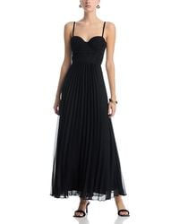 Aqua - Solid Pleated Maxi Dress - Lyst