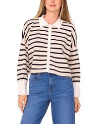 1.STATE - Striped Button Front Sweater - Lyst