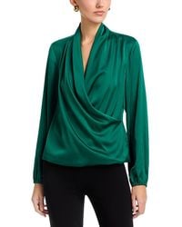 Tahari - Long Sleeved Wrap Bodice Blouse - Lyst