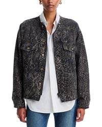 R13 - Jacquard Collarless Zip Up Trucker Jacket - Lyst