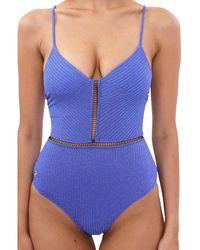 Biliblond - Kim Rib Lurex Onepiece Swimsuit - Lyst