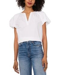 Vince Camuto - Split Neck Raglan Puff Sleeve Blouse - Lyst