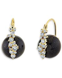 Sydney Evan - 14K Diamond & Goldstone Vine Cluster Hoop Earrings - Lyst