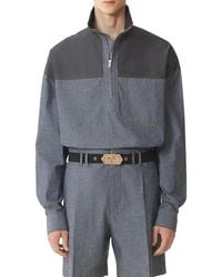 Lanvin - High Zip-Neck Chambray Top - Lyst