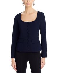 Aqua - Scoop Neck Button Front Blazer - Lyst