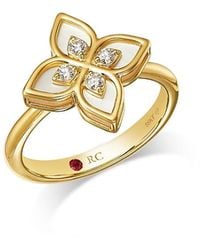 Roberto Coin - 18K Venetian Princess Mother Of Pearl & Diamond Flower Ring - Lyst