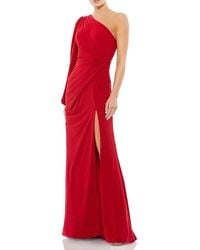 Mac Duggal - One Shoulder Puff Sleeve Faux Wrap Gown - Lyst