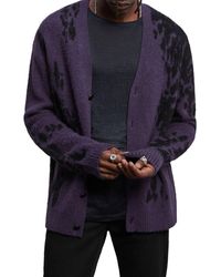 John Varvatos Alger Regular Fit Cardigan Jumper - Purple