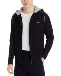 BOSS - Mix & Match Cotton Blend Full Zip Hooded Jacket - Lyst