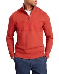 Ted Baker - Simonea Textured Panel Half Zip Sweatshirt - Lyst