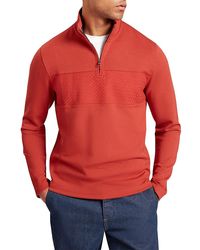 Ted Baker - Simonea Textured Panel Half Zip Sweatshirt - Lyst