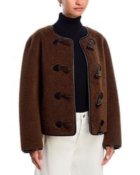Aqua - Cropped Faux Fur Toggle Jacket - Lyst