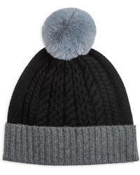 Echo - Color Block Cable Knit Wool & Cashmere Beanie - Lyst