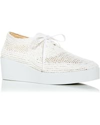 Clergerie Lisa Woven Wedge Platform Oxfords - White