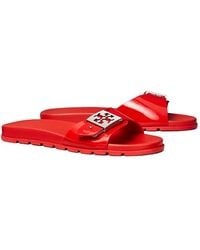 Tory Burch - Slip On Buckled Slide Sandals - Lyst
