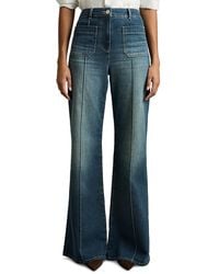 Reiss - Sakura Patch Pocket High Rise Flare Jeans - Lyst