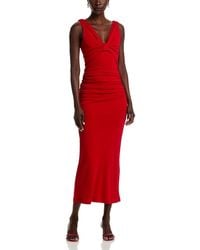Carolina Herrera - V Neck Ruched Column Dress - Lyst