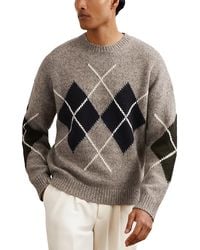 Reiss - Cooke Relaxed Fit Crewneck Argyle Sweater - Lyst