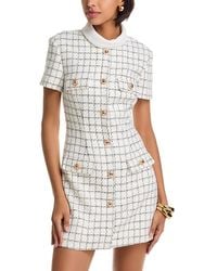 Self-Portrait - Windowpane Check Boucle Mini Dress - Lyst
