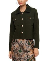 Karen Kane - Faux Fur Collar Sweater Jacket - Lyst