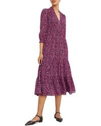 Hobbs - Freda Printed Tiered Midi Dress - Lyst