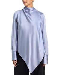 Helmut Lang - Tie Neck Long Sleeve Silk Top - Lyst
