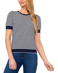 Cece - Tipped Puff Short Sleeve Striped Sweater - Lyst