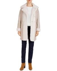 Gerard Darel Ambre Reversible Shearling Coat - Natural