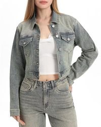 Bayeas - Denim Jacket With Rhinestone Stretch Comfortable Wear - Lyst