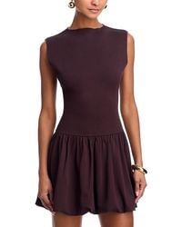 Aqua Floral Mock Neck Mini Dress | Lyst