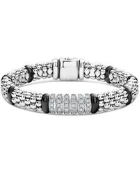 Lagos - Sterling Caviar Rope Bracelet With Diamonds & Ceramic - Lyst