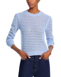 Aqua - 100% Cashmere Openwork Crewneck Sweater - Lyst
