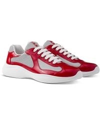 Prada - Patent Leather And Technical Fabric America's Cup Sneakers - Lyst
