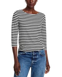 Majestic Filatures - Striped Three Quarter Sleeve Tee - Lyst