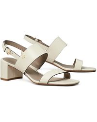 Tory Burch - Leather Block Heel Sandals - Lyst