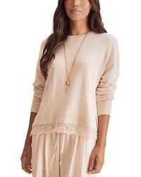 Splendid - Georgie Lace Trim Pullover Sweater - Lyst