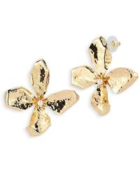 Aqua - Imitation Pearl Flower Statement Stud Earrings - Lyst