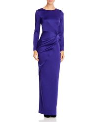 Paule Ka Draped Twist - Detail Satin Gown - Blue