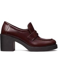 Tory Burch - Classic Heeled Leather Lug Loafers - Lyst