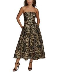 Donna Karan - Jacquard Strapless Fit And Flare Dress - Lyst