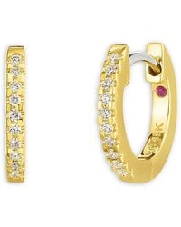 Roberto Coin - 18K Perfect Extra Small Diamond Hoop Earrings - Lyst