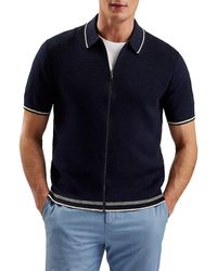 Ted Baker Rojor Textured Zip Front Shirt in Gray for Men | Lyst