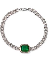 Bloomingdale's Fine Collection - Emerald & Diamond Link Bracelet - Lyst